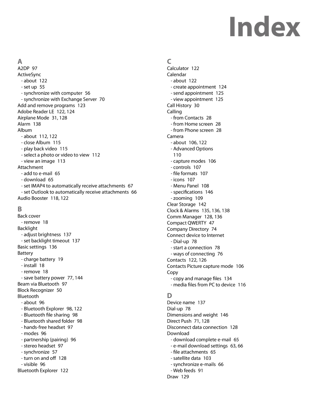 HTC AM171 manual Index  